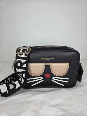 Karl Lagerfeld Black Cat Face Crossbody Bag